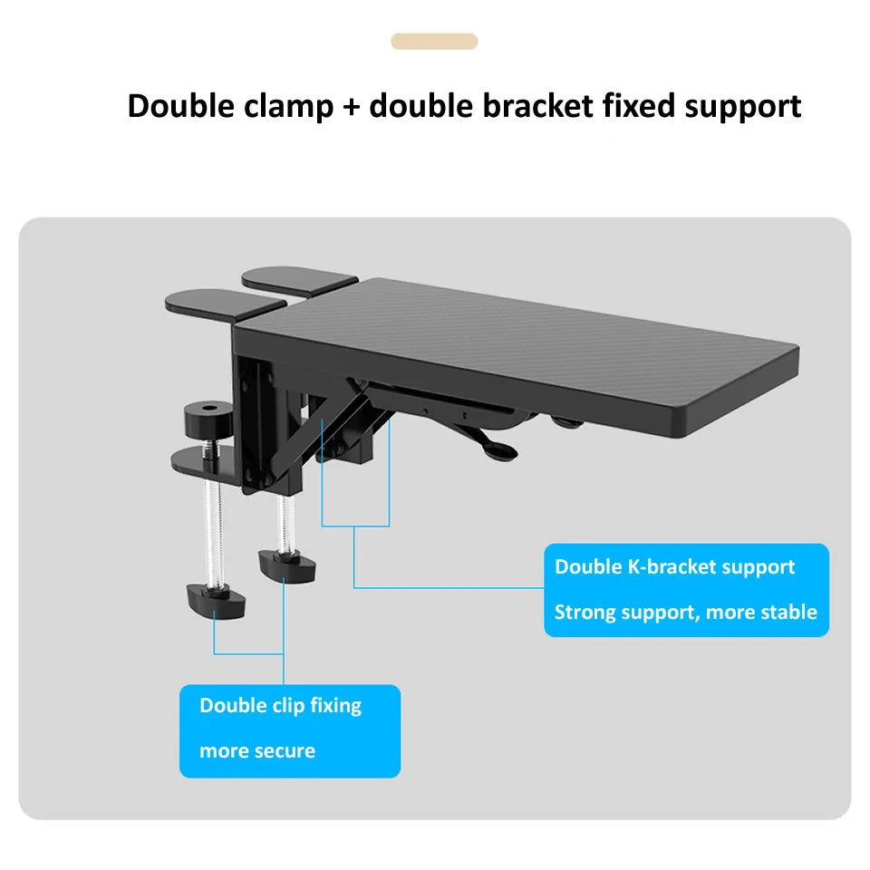 HKXA Computer Arm Support Ergonomic Adjustable Desk Armrest Sturdy Mouse Arm Support Computer Desktop Extender for Home Office