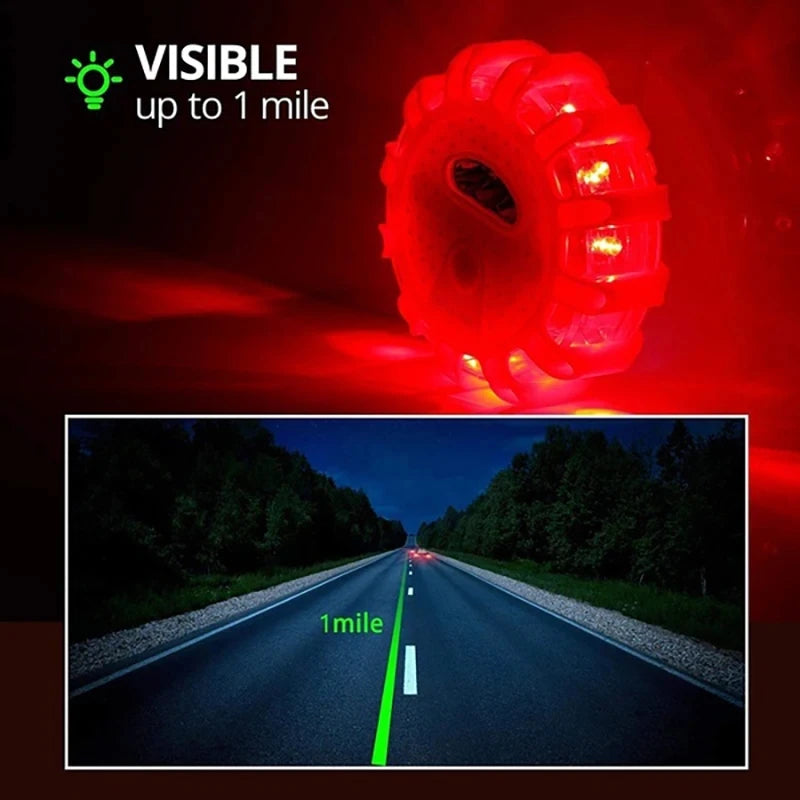 LED Emergency Lights Flare 9Modes Safety Warning USB Rechargeable Flashing Lamp Red Strobe Dash Light for Trucks Vehicle Car