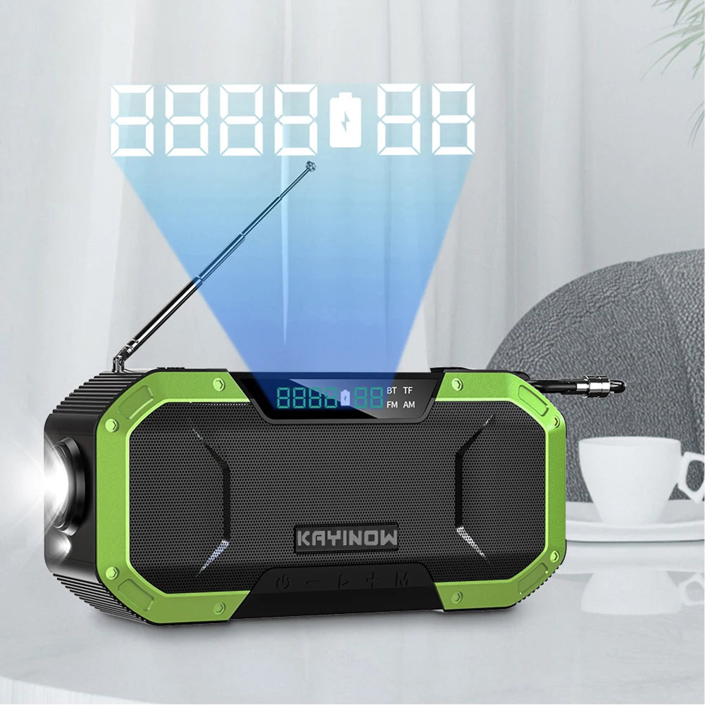 5000mAh Emergency Radio Solar Powered Hand Crank Radio Multifunctional Bluetooth AM/FM Weather Radio Speaker with LED Flashlight