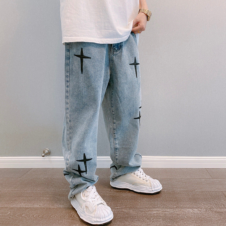 Wide Leg Cargo Pants 2022 Streetwear Baggy men Jeans Spring Autumn Men Korean Fashion Loose Straight Male Brand Clothing Black