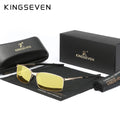 KINGSEVEN Fashion Rectangular Frame Sunglasses For Men UV400 Polarization Alloy Riding Glasses Parsnip Luxury Vintage Eyewear
