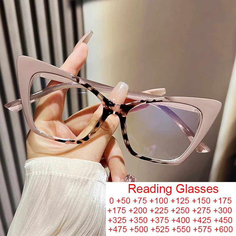 Luxury Brand Cat Eye Reading Glasses Optical Blue Light Blocking Prescription Women Eyeglasses Transparent Fashion Eyewear 2025