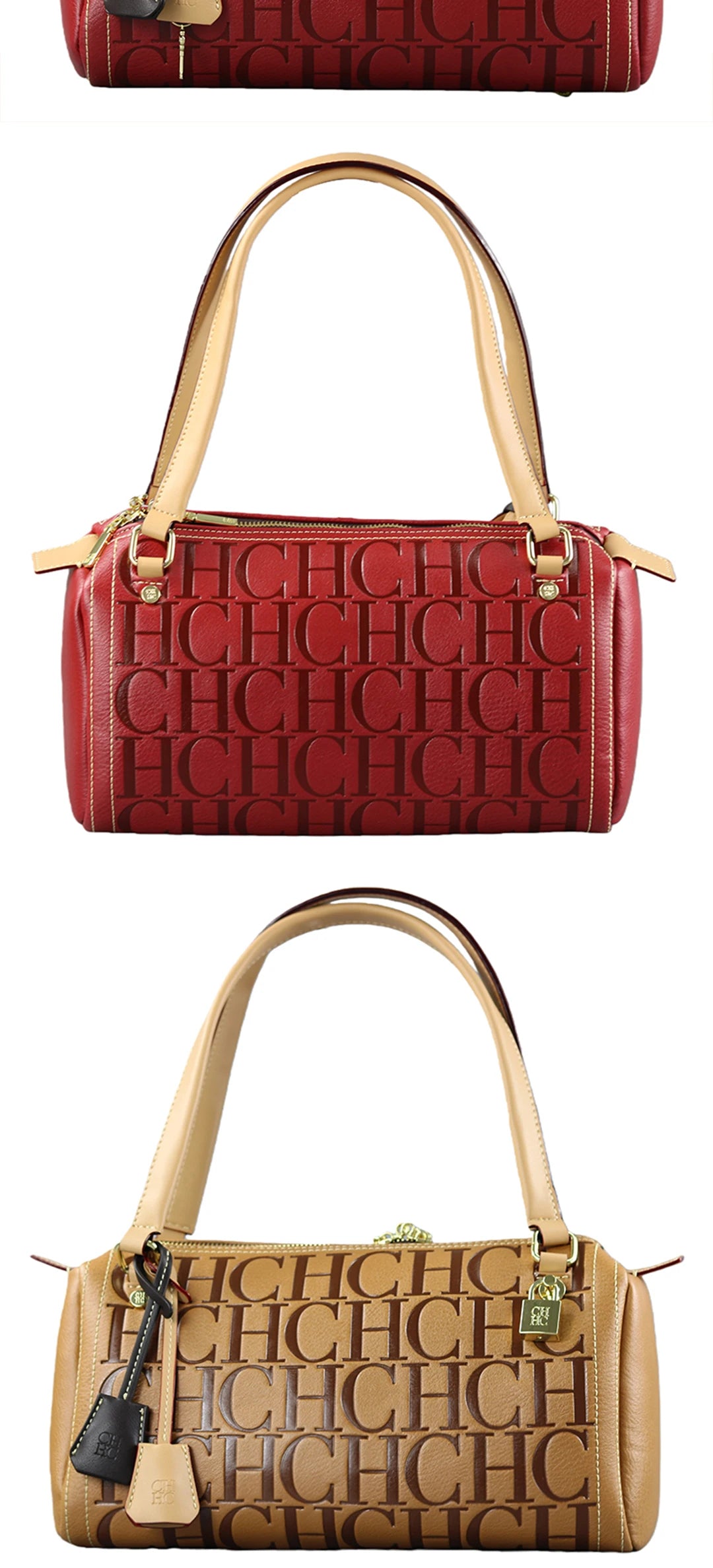 2025Vintage Style CH Brand Fashion Embossed Letter Cylindrical Handbag Large Capacity Commuter Shoulder Bag