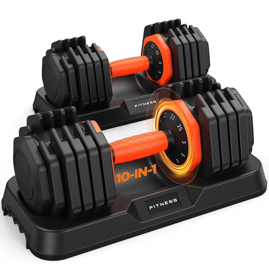 2026 Updated Adjustable Dumbbell Set of 2, 110lbs/50lbs Weights Dumbbell Set with Storage Box, 25lbs/55lbs, Customized