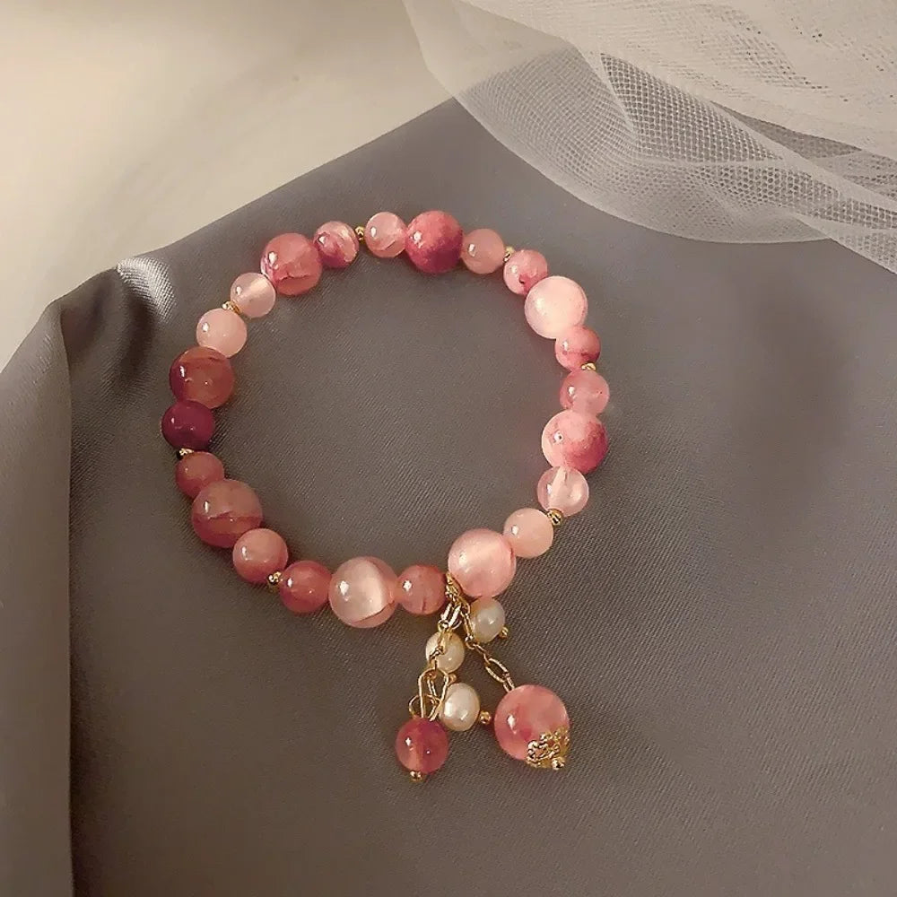 Butterfly Star Moon Flower Pendant Glazed Bracelet Jewelry Gift Beauty Accessory Bead Chain with Colorful Beads Lucky Bracelet