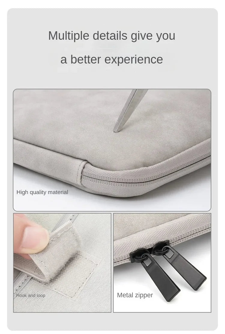 Fully Opening and Closing PU Sheepskin Leather Laptop Bag Suitable for 13-16 Inches Delicate Feel Splashproof and Shockresistant