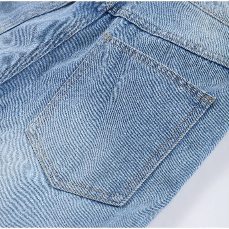 Chic Women's Side Patchwork Denim Jeans Pant High Waist Wide Leg Baggy Pants For Woman 2025 New Casual Daily Streetwear Trousers