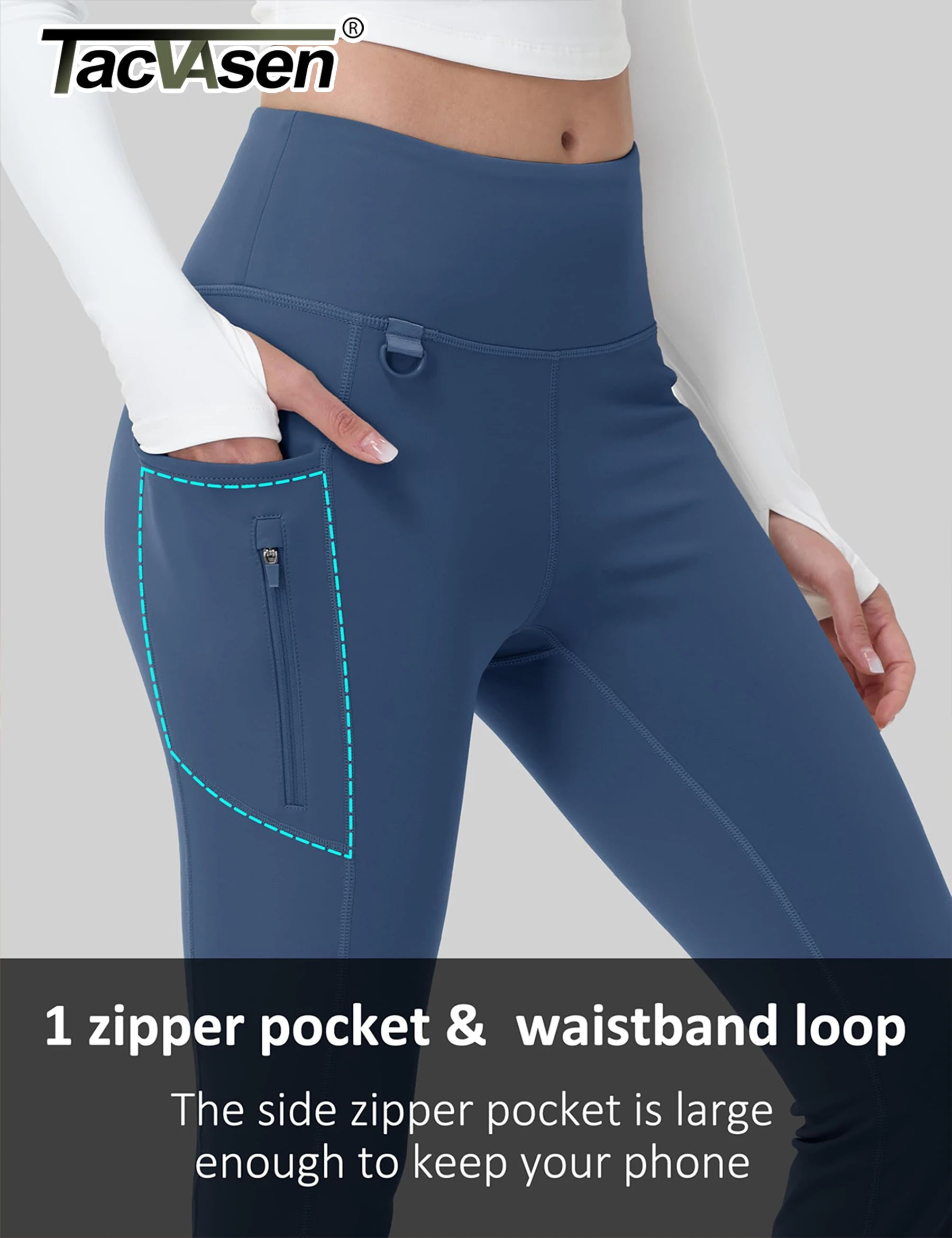 TACVASEN Fleece Lined Flare Pants Women's Waterproof Insulated Winter Pants High Waisted Bootcut Hiking Yoga Leggings Pockets