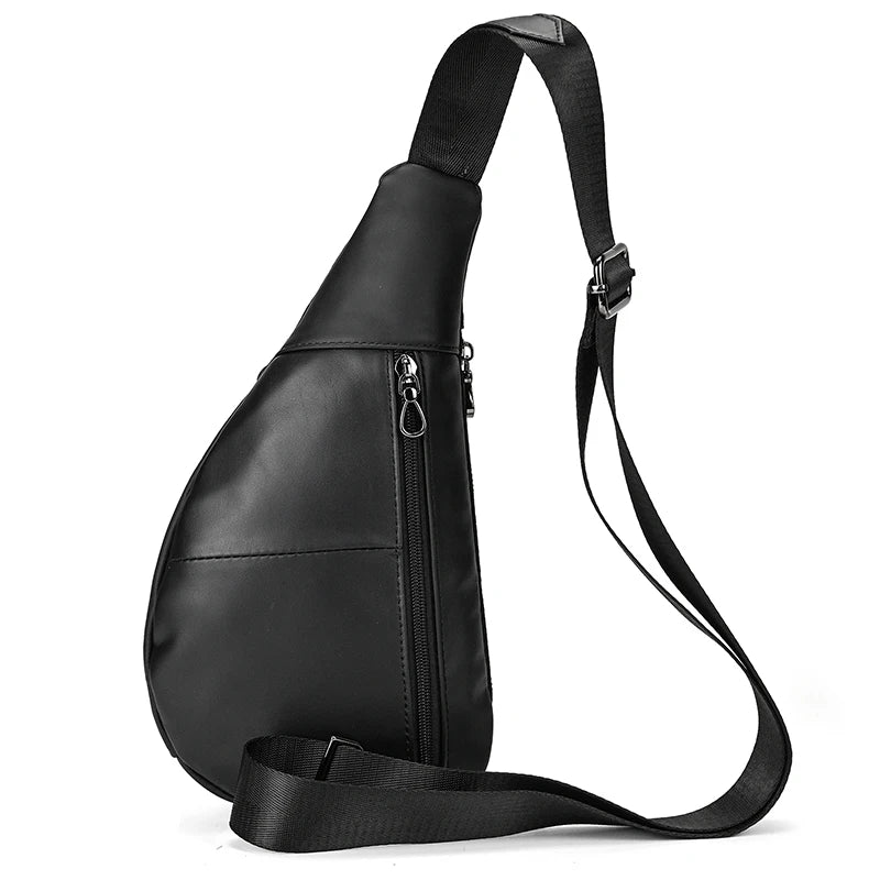 Mans 100% Genuine Leather Sling Bag Men Messenger Bags for Men Black Chest Bags for Phone Casual Sport Shoulder Bag