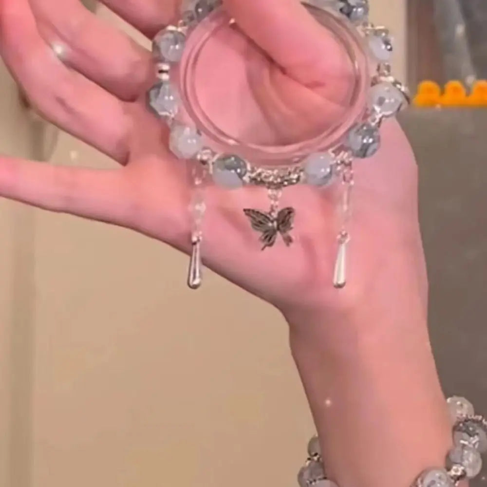 Butterfly Star Moon Flower Pendant Glazed Bracelet Jewelry Gift Beauty Accessory Bead Chain with Colorful Beads Lucky Bracelet