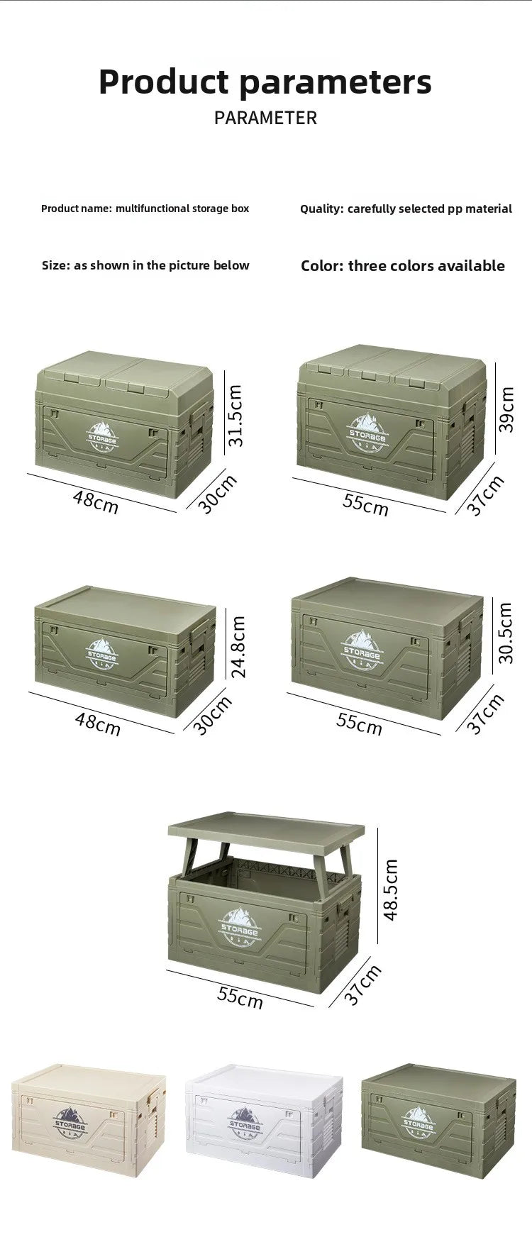 Outdoor camping folding box Car trunk with table Camping picnic finishing box Household storage box