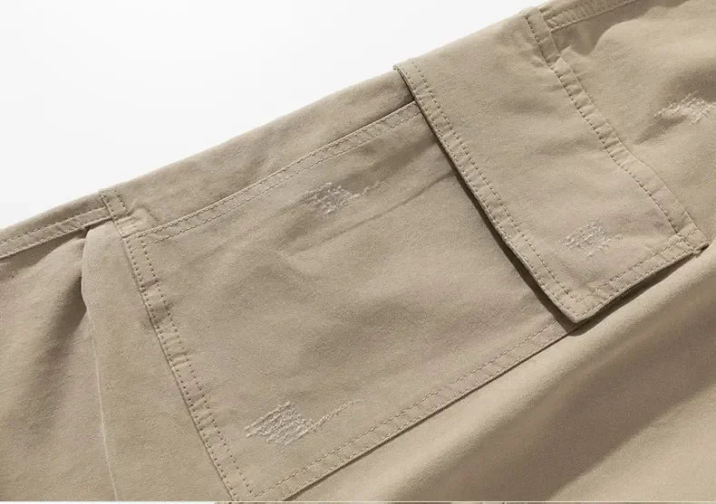 Autumn New Wide Leg Pocket Cargo Pants Men Trousers Neutral Loose Casual Cotton Straight Outdoor Fashion Pants Big Size 8xl