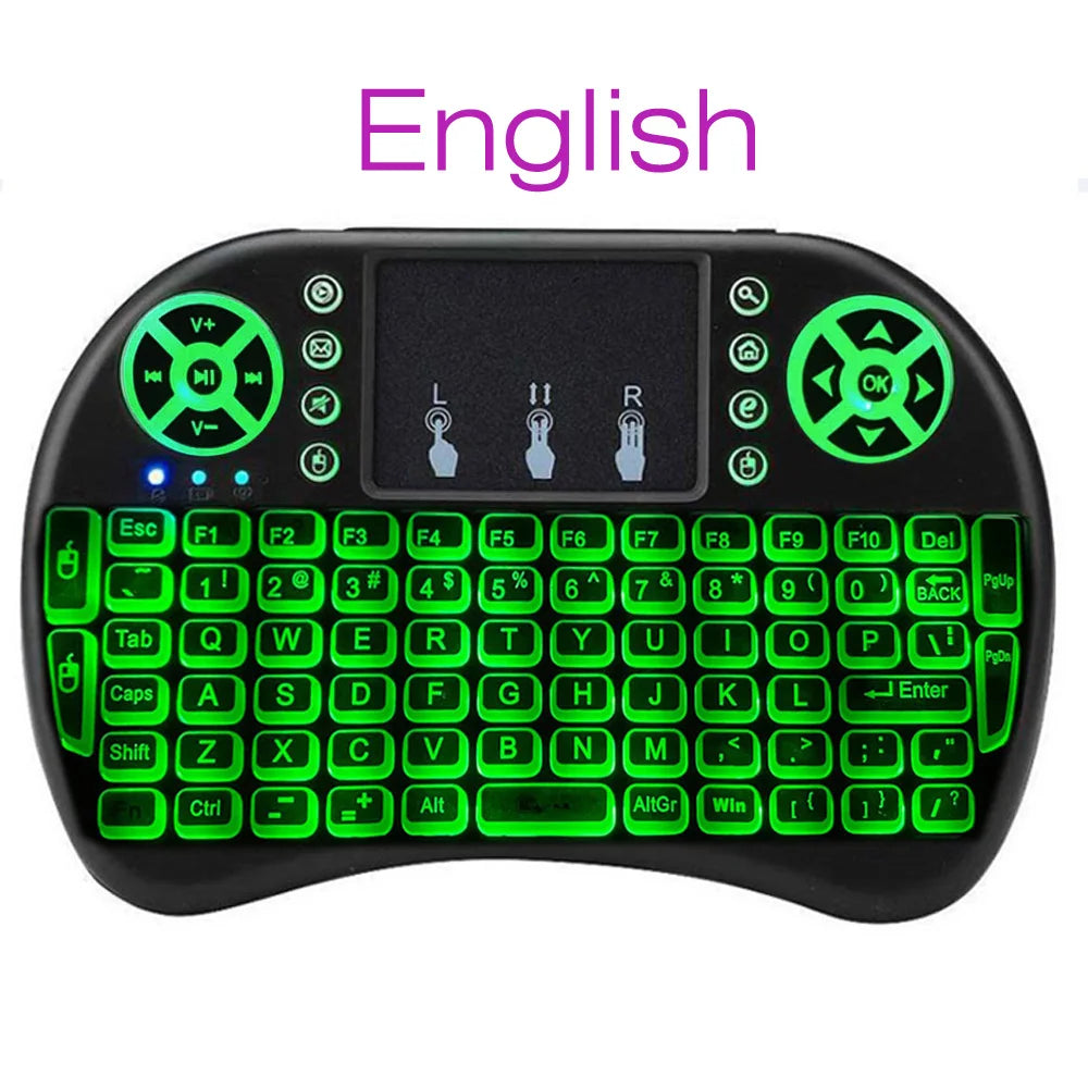 I8 Mini Wireless Keyboard Backlight 7 color 2.4G Touchpad for Android TV Box PC Projector Pad