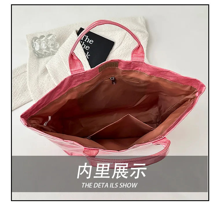 Retro tote bag waterproof DuPont paper shoulder bag fashionable commuting large capacity kraft paper handbag
