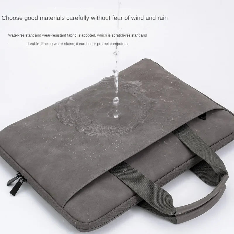 Fully Opening and Closing PU Sheepskin Leather Laptop Bag Suitable for 13-16 Inches Delicate Feel Splashproof and Shockresistant