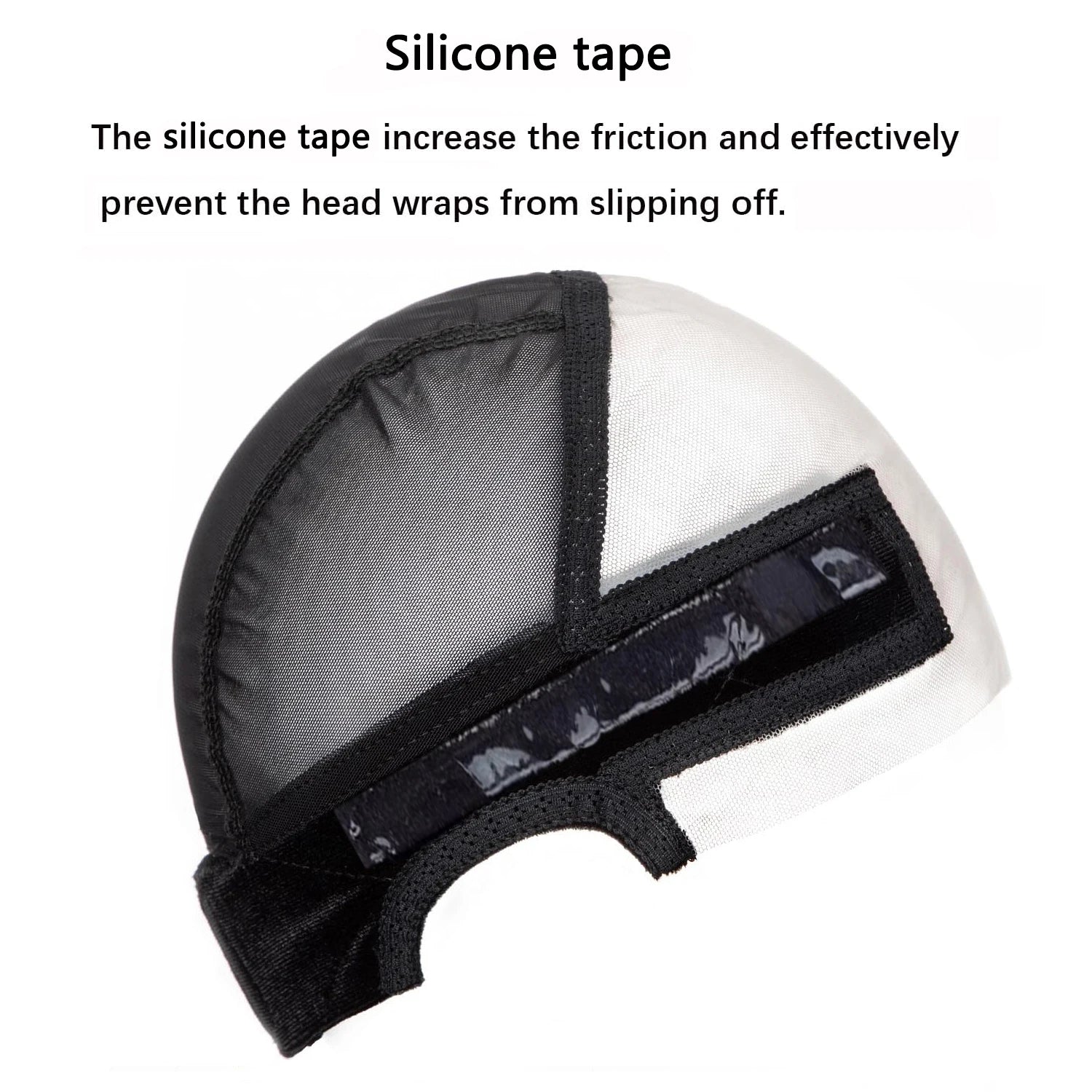 Wig Cap with Silicone Grip Band for Keeping Wigs in Place, More Full Cap-wide Transparent Lace for Lace Front Wigs