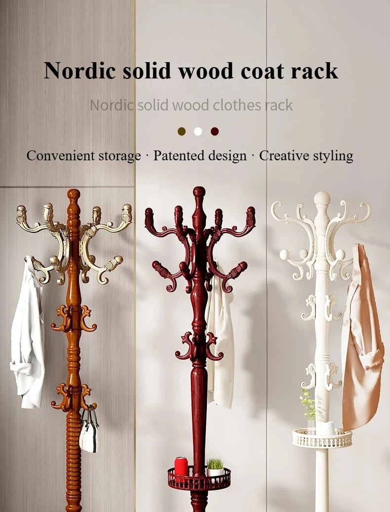 Clothes Rack for Hanging Clothes Solid Wood Birch Floor Standing Bedroom Vertical Tree Branch Shape Furniture Living Room Mueble