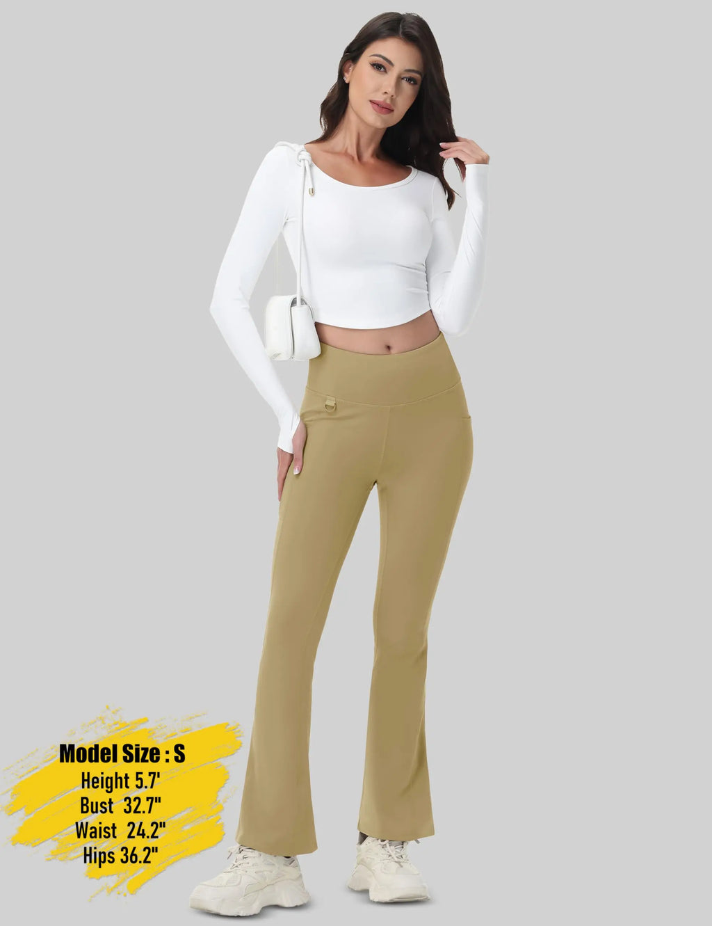 TACVASEN Fleece Lined Flare Pants Women's Waterproof Insulated Winter Pants High Waisted Bootcut Hiking Yoga Leggings Pockets