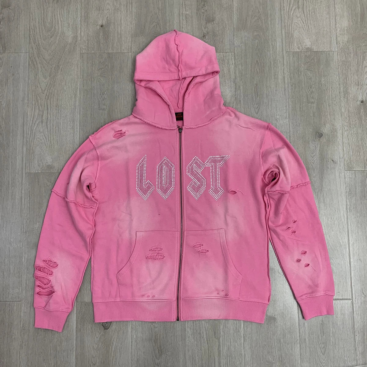 High Street Lose Rhineston Brilliant Shinning Zipper Hooded Hoodies for Men Cardigan Terry Loose Casual Sweatshirt Jacket