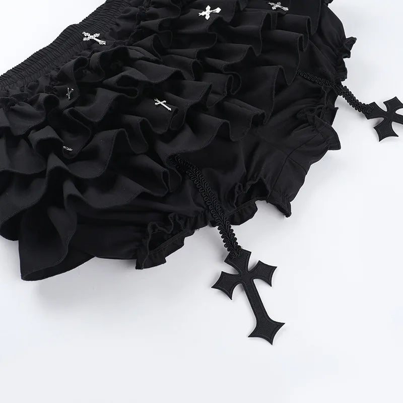 AltGoth Mall Goth Cake Shorts Women Hotsweet Y2k E-girl Harajuku Cross Pendant Culottes Aesthetic Fairycore Cute Kawaii Shorts