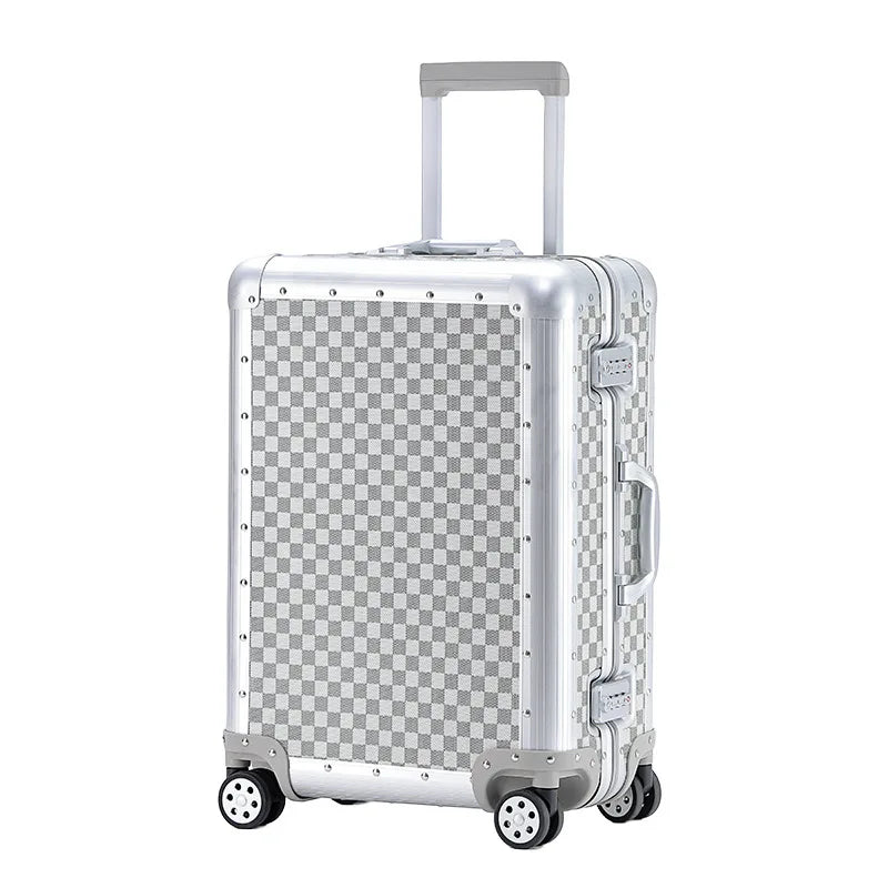 Premium Aluminum Alloy Frame Leather Luggage Unisex 26-Inch Carry-On Suitcase New Travel Case with Sturdy Construction Luggage