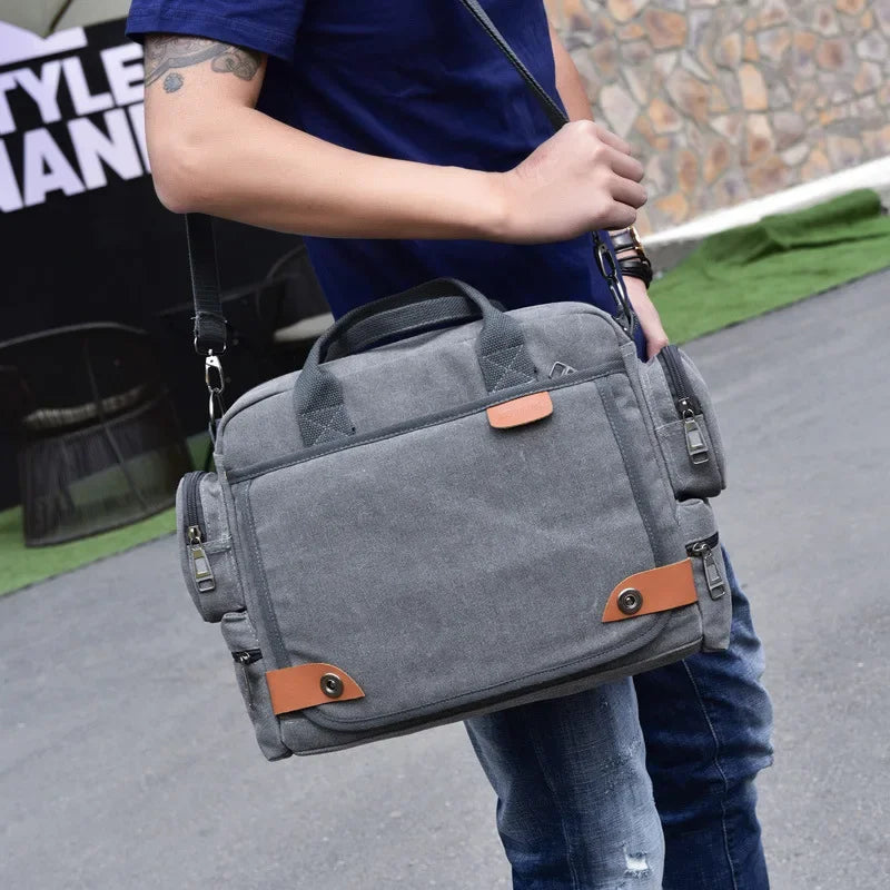Tilorraine men handbag multi-function canvas men bag shoulder bags business casual crossbody messenger travel bags canvas bag