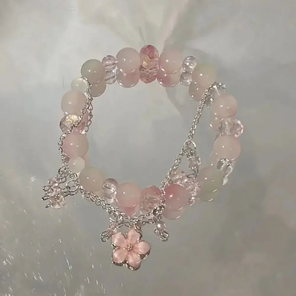 Butterfly Star Moon Flower Pendant Glazed Bracelet Jewelry Gift Beauty Accessory Bead Chain with Colorful Beads Lucky Bracelet