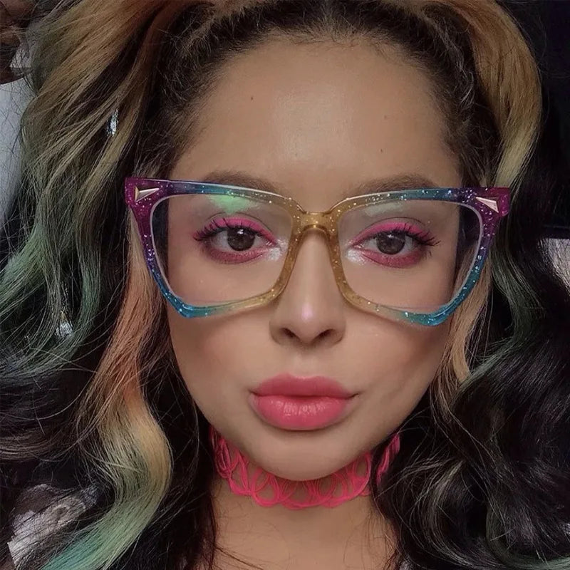 New in Y2K Irregular Cat Eye Sunglasses Women For Men Vintage Sun Glasses Luxury Brand Designer Punk Pink Colorful Rivet Shades