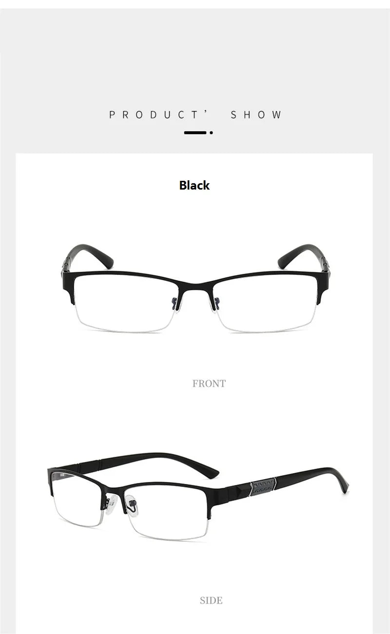 2024 Classic Men Reading Glasses Anti-radiation Presbyopia Half Frame Eyewear TR90 HD Business Eyeglasses Diopters 0 to +4.0