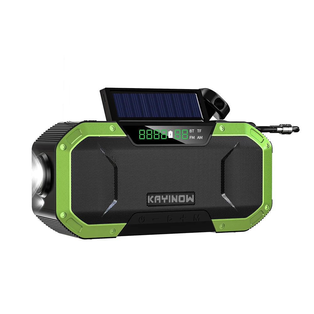 5000mAh Emergency Radio Solar Powered Hand Crank Radio Multifunctional Bluetooth AM/FM Weather Radio Speaker with LED Flashlight