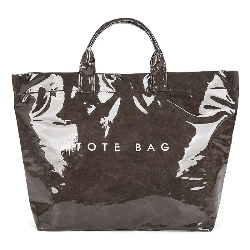 Retro tote bag waterproof DuPont paper shoulder bag fashionable commuting large capacity kraft paper handbag