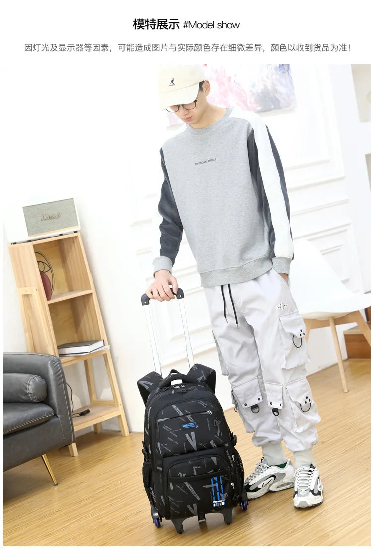 Trolley School Bags for Boys Children Rolling Backpack Elementary School Backpack with Wheels Student Book Bag Carry on Luggage