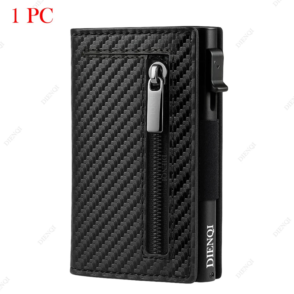 RFID Blocker Minimalistic Men Wallet Business Credit Card Holder Carbon Fiber Leather Wallets Small Male Purse Cardholder Case