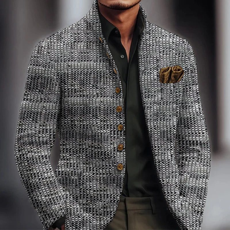Daily Casual Mens Solid Color Jackets Vintage Button-up Stand Collar Textured Coats Men 2026 Spring Stylish Slim Fit Outerwear
