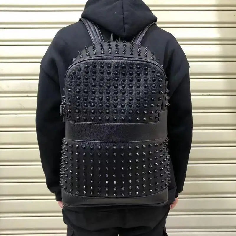 European And American Fashion Personalized Rivet Decoration Backpack 2025 New Large Capacity Punk Motorcycle Style Women's Bag