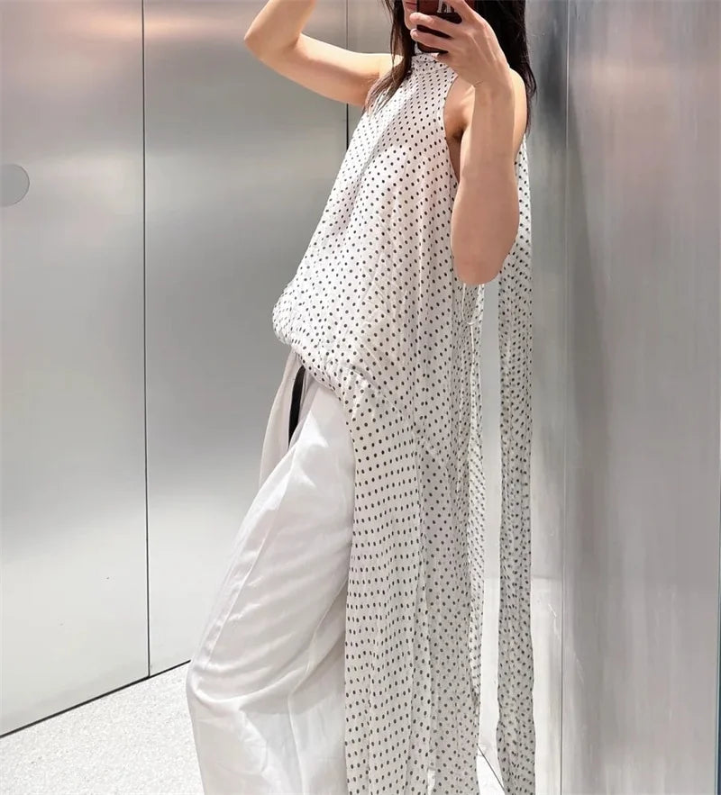 Women's Dresses New Spring 2025 Polka dot dress Sexy shoulders Irregular personality expanded maxi skirt Flowing  5289042