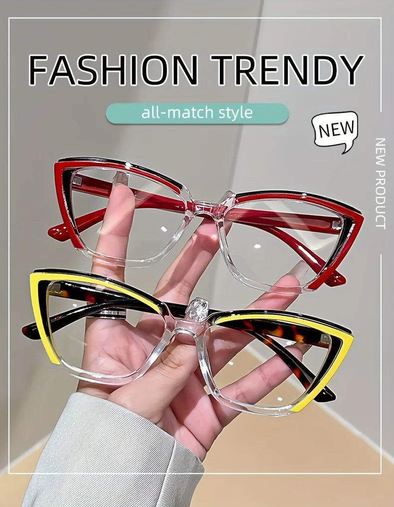 Vintage Cat-Eye Full Rim Reading Glasses Non-Prescription, PC Frame & Lens, Elegant Design, Range  1.0 to  4.0