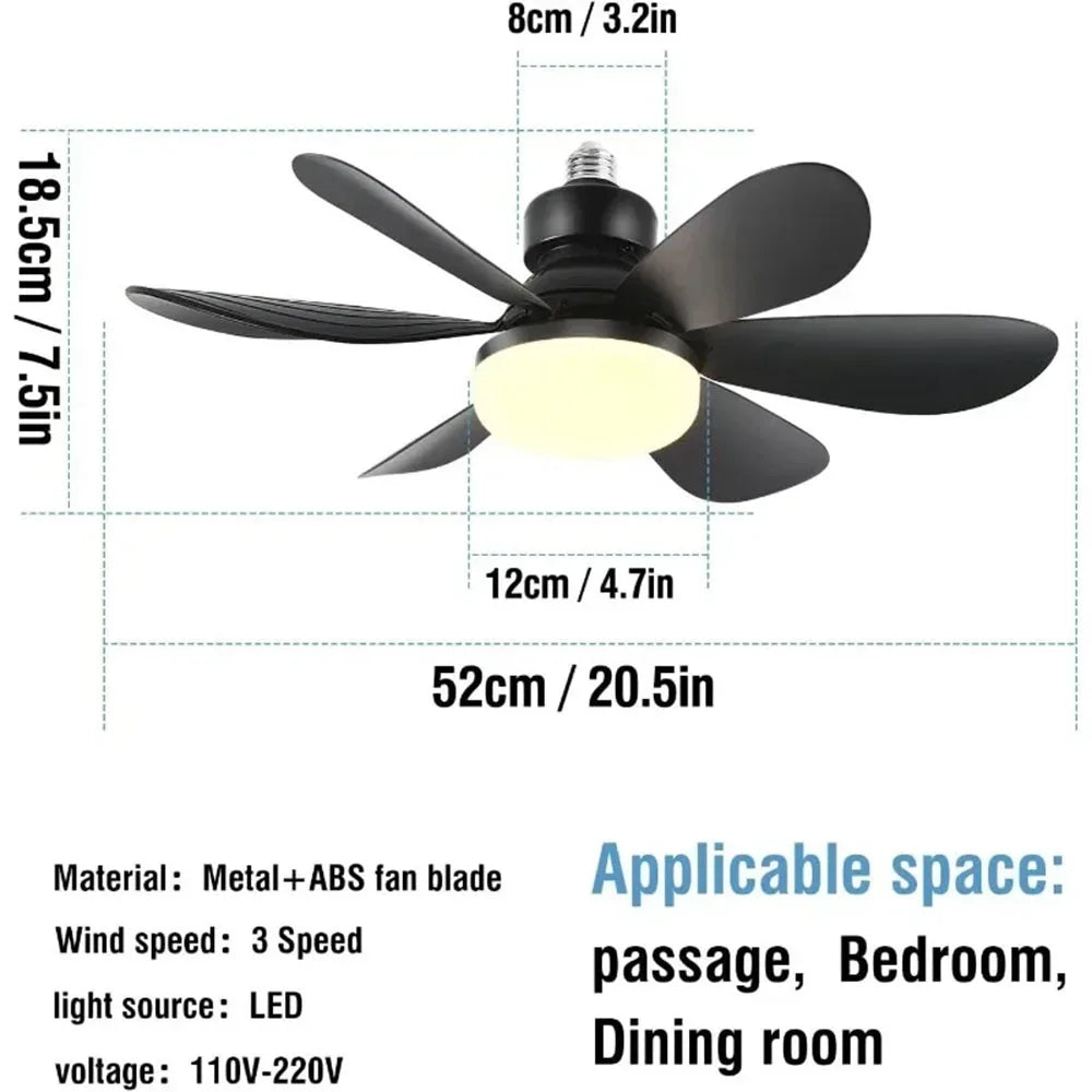 30/40W Ceiling Fan Lighting Color Temperature Modern Ceiling Mount Remote Control Dimmable Light Smart E27 Led Ceiling Fan Light