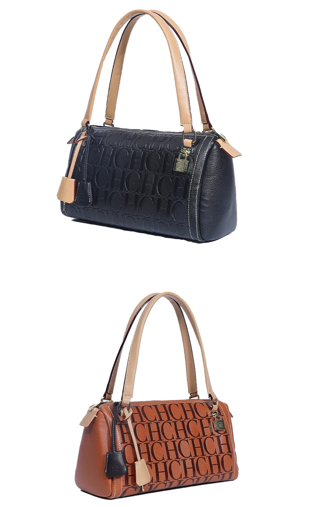 2025Vintage Style CH Brand Fashion Embossed Letter Cylindrical Handbag Large Capacity Commuter Shoulder Bag