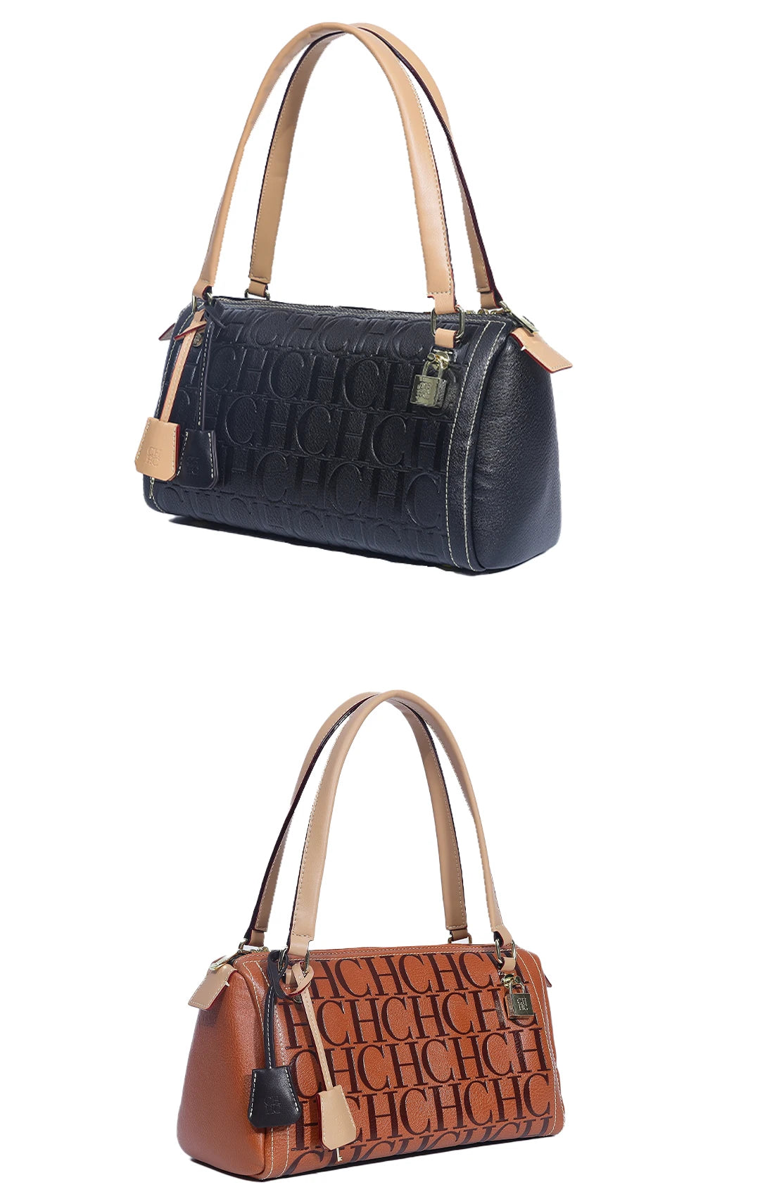 2025Vintage Style CH Brand Fashion Embossed Letter Cylindrical Handbag Large Capacity Commuter Shoulder Bag