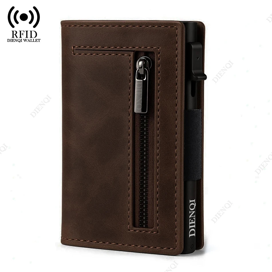 RFID Blocker Minimalistic Men Wallet Business Credit Card Holder Carbon Fiber Leather Wallets Small Male Purse Cardholder Case