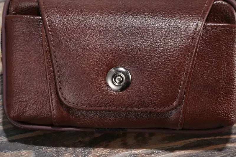 Men Genuine Leather Hip Bum Belt Bag Male Zipper Leather Phone Pouch Bag High Quality Waist Boy Fanny Packs Hand Bags Purses