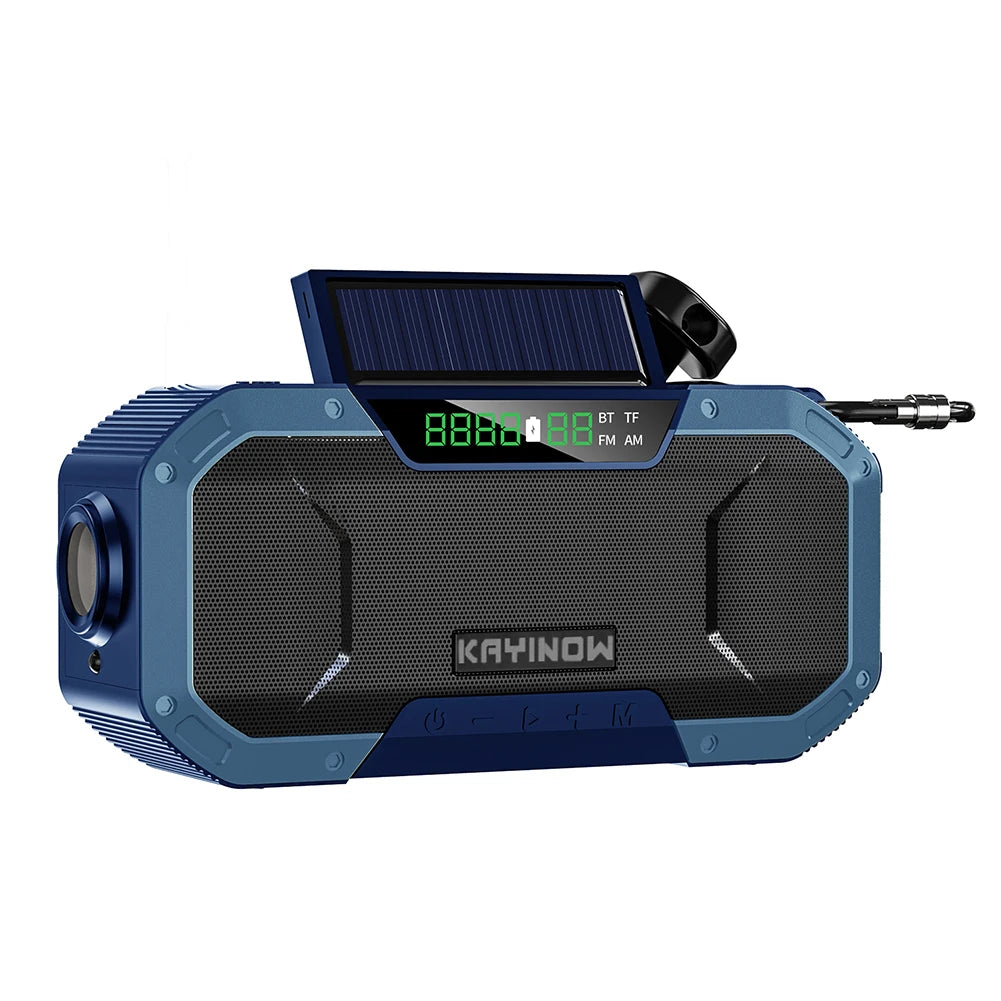 5000mAh Emergency Radio Solar Powered Hand Crank Radio Multifunctional Bluetooth AM/FM Weather Radio Speaker with LED Flashlight