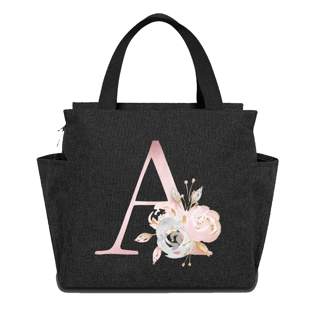 BIG Capacity Insulated Thermal Lunch Food Bag Box Cooler Waterproof  Original Design Pink Flower Series Printing for Kids
