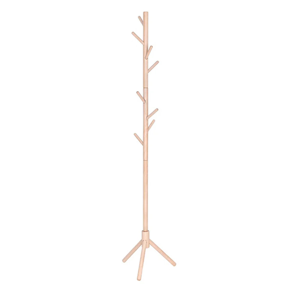 Solid Wood Coat Racks Stand Adjustable Height Clothes Hanger 8 Hook for Home Entryway Clothes Hat Scarves Handbags Rack