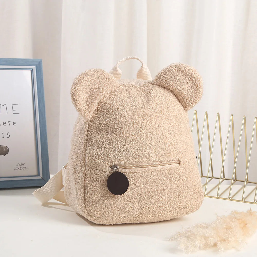 Personalised Womens Girls Cute Bear Pattern Backpack Plush Toddler Backpack for girls Custom Name Small Casual Shoulder Daypack