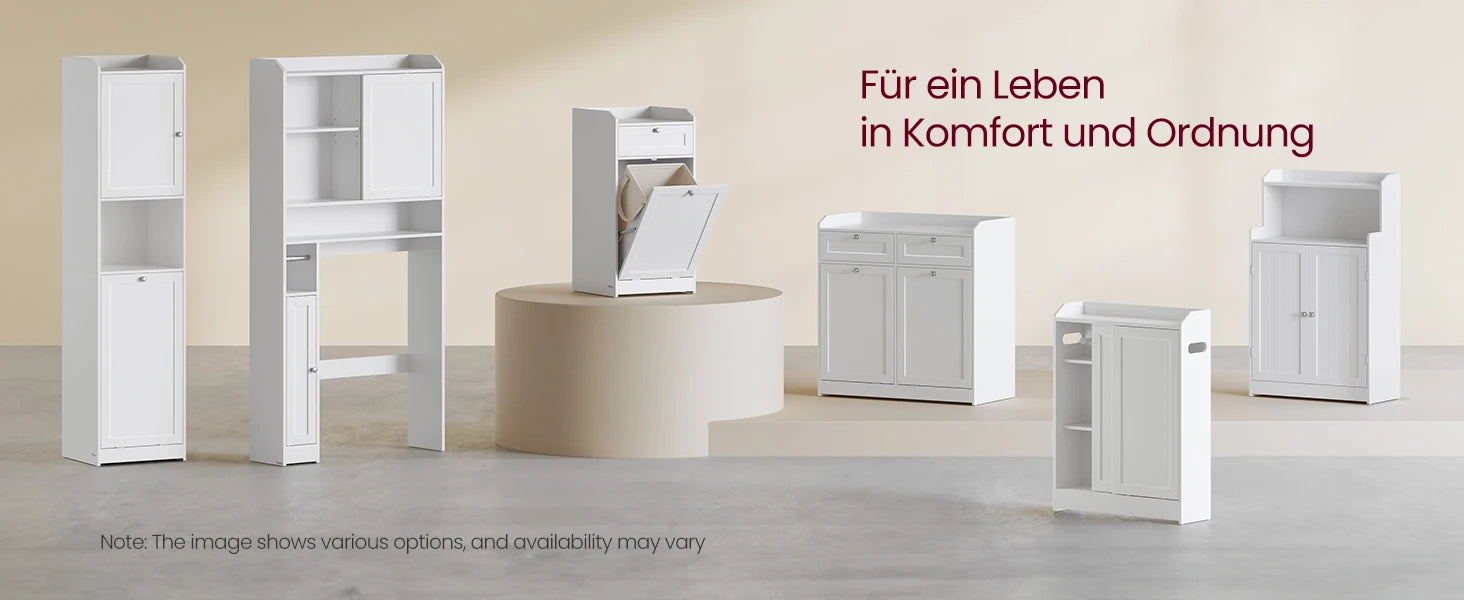 VASAGLE Bathroom chest of drawers Bathroom wardrobe Bathroom wardrobe Space Saving Sliding Doors Adjustable Flooring