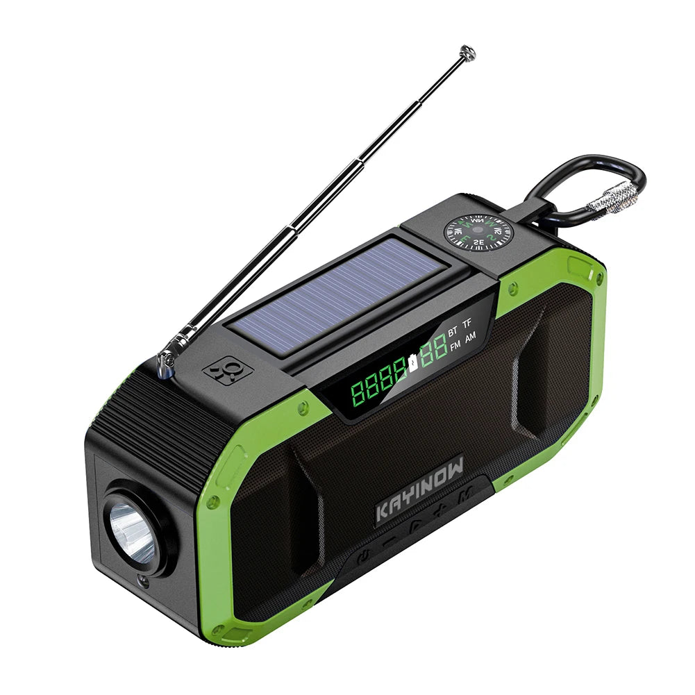 5000mAh Emergency Radio Solar Powered Hand Crank Radio Multifunctional Bluetooth AM/FM Weather Radio Speaker with LED Flashlight