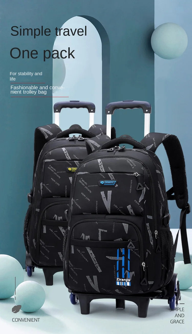 Trolley School Bags for Boys Children Rolling Backpack Elementary School Backpack with Wheels Student Book Bag Carry on Luggage
