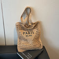 Fashion Straw Shoulder Bags Women Summer Hollow Woven Women's Shoulder Bag Large Capacity Letter Tote Handbag Holiday Beach Bags